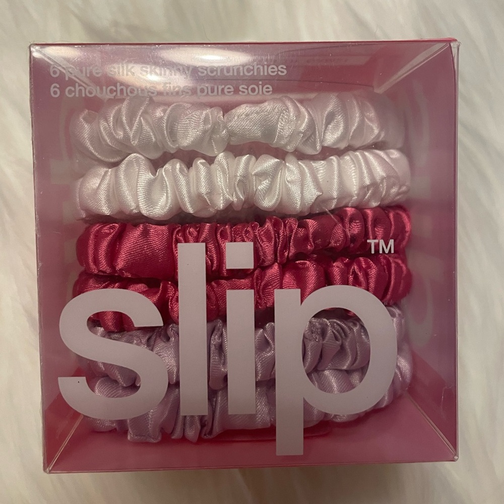 Slip, Silk, Hair Ties, Scrunchies, Set of 6, Stretch, Pink, Whte, Lavender, NWT